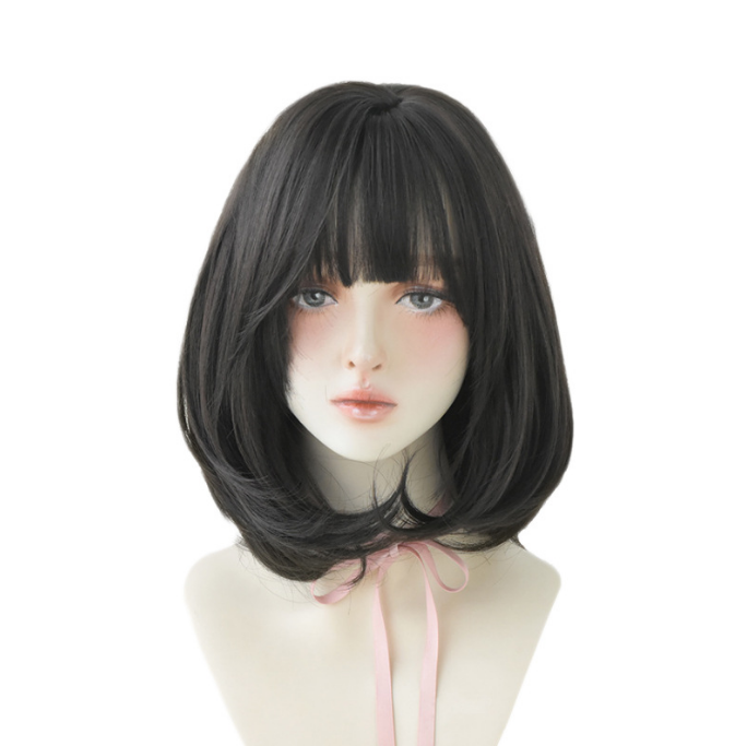 メーカー卸売新しいウィッグ女性ショートヘアフル前髪丸顔ボボヘッドインナーバックルフルトップヘアセットネット赤肩ロングヘア