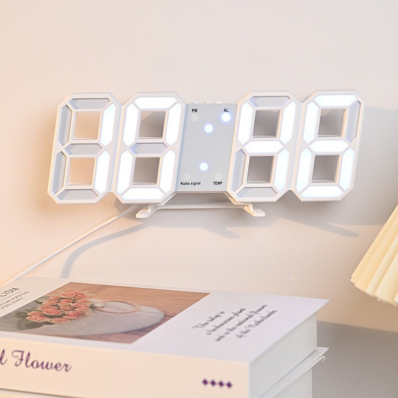 人気のスマート3Dデジタル時計 目覚まし時計 デジタル壁掛け時計 LED電子ギフト目覚まし時計 大型時計 温度計付き時計